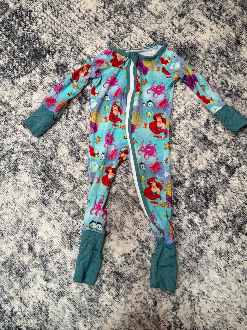 Little Mermaid One-Piece Pajamas with Fold-Over Cuffs